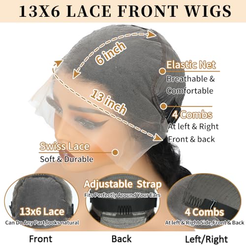 32 Inch Body Wave Lace Front Wig 220% Density 13x6 HD