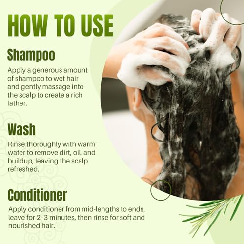 Mystère Beauté Rosemary Shampoo & Conditioner Set for Hair Growth - 16 fl oz Each (Rosemary Set)