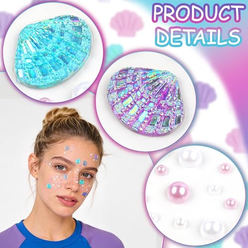 Mermaid Face Gems Stickers, Pearl & Shell Jewels for Parties