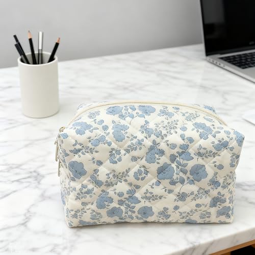 24 PCS Cotton Quilted Makeup Bags Bulk with Zipper-Easter Gifts Floral Bridesmaid Gifts Cosmetic Makeup Pouch Birthday Gifts for Women/Mothers Day/Teacher Appreciation/Graduation Gift(24 Pack)