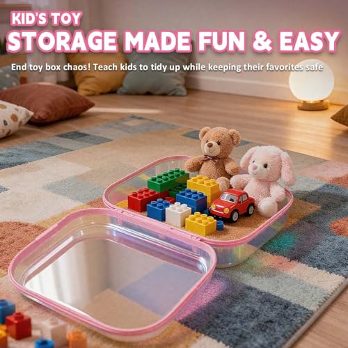 Clear Hard Shell Zipper Case - Water Resistant Toiletry Bag, Cosmetic Organizer for Bathroom, Travel Essentials Organizer Bins for Building Blocks, Makeup, Cables, Art Supplies