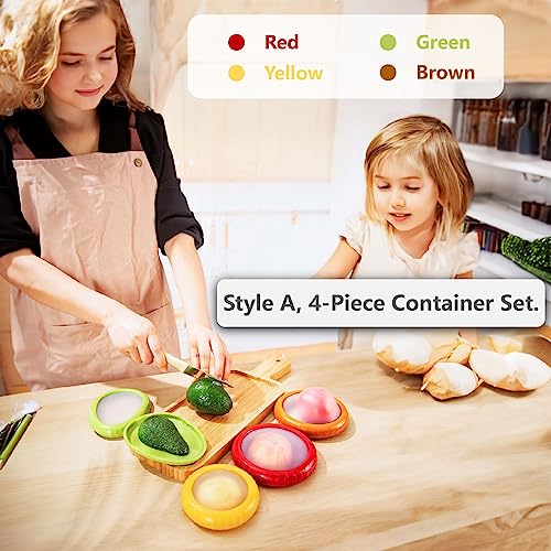 SOOPLEU Avocado Saver & Onion Storage Containers, 4-Piece Silicone Set
