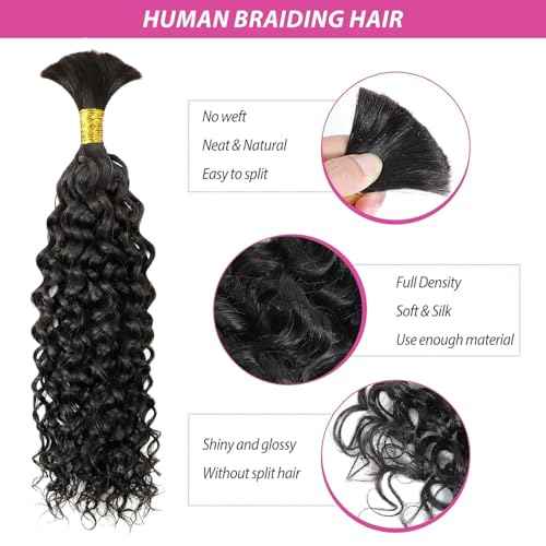 Human Braiding Hair Water Wave Boho Braids Human Hair Bulk Human Hair for Braiding 100g 2Bundle/Pack No Weft Bundles for Braiding Micro Human Braiding Hair for Boho Braids (26 Inch)