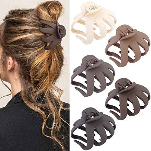 Hair Clips Claw Clips for Thick Hair 5Pcs Large Hair Clips 3.15'' Big Octopus Hair Clip Long Thick Medium Hair Neutral Jumbo Jaw Clips Hair Accessories for Women Girls
