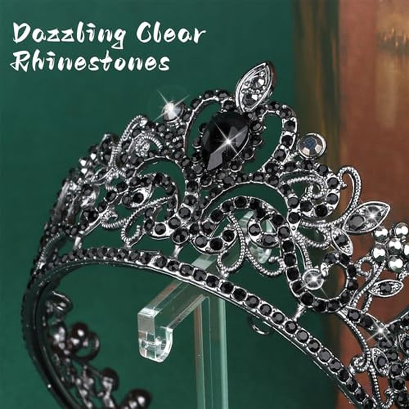 CIEHER Black Crown Cake Topper for Girls - 1.96" Tiara Decoration