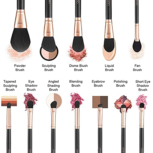 OMANIAC 12-Piece Makeup Brush Set with Travel Case