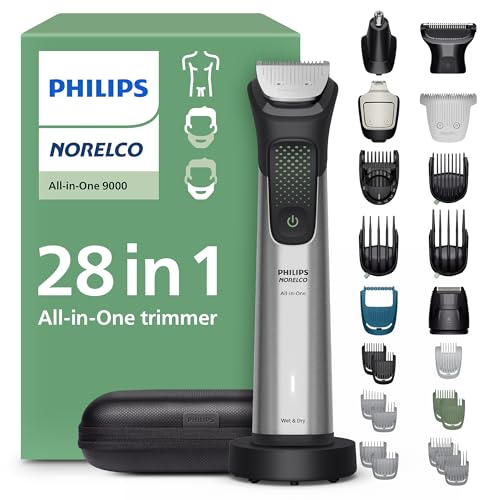 Philips Norelco All-in-One 9000 Series 28-in-1 Trimmer MG9585/49 Steel Best for Face Hair Body