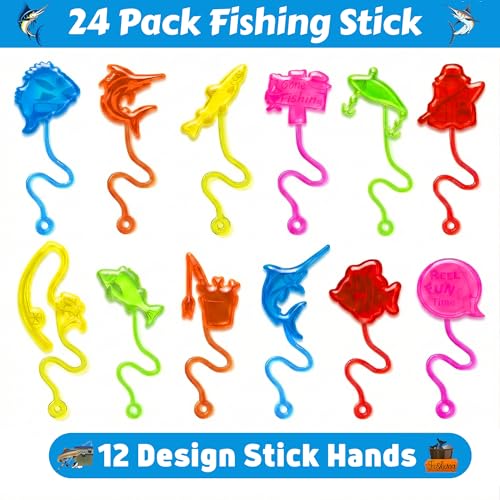 48 Piece Fishing Party Favors Set - Stick Hands & Tattoos