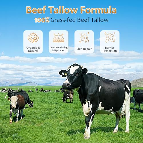 Mineral Sunscreen with Non-Toxic Zinc Oxide SPF 50, Organic Natural Beef Tallow Sunblock with Honey Beeswax, Non Greasy Formula for Face, Body and Skin