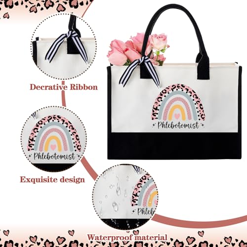 Geiserailie 8 Pcs Phlebotomist Gifts for Women Including Large Tote Bag Cosmetic Bags Tumbler Cup Plush Socks Metal Keychain Card and Envelope for Phlebotomy Thank You Gifts