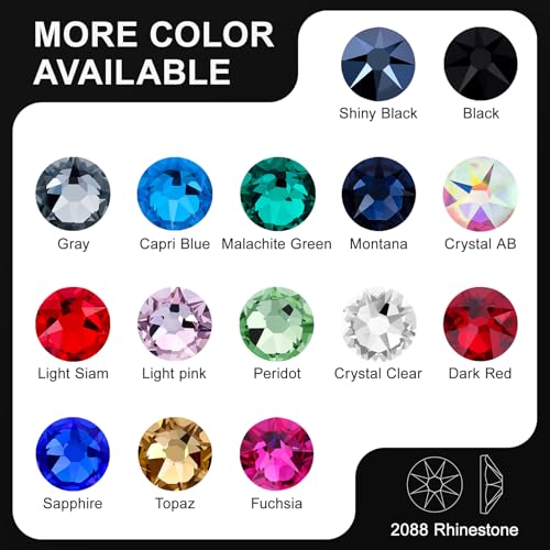 Novani Hotfix Rhinestones 1440pcs Fuchsia Round Iron on Rhinestone Style 2088 Sparkly Crystal Gemstones for Fabric and Crafting, SS20 (4.6-4.8mm)