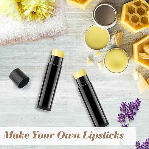 100 Pcs 5g Plastic Lipstick Tube Empty Black Lip Balm Tubes Containers Lip Gloss Storage Container Holder with Caps for DIY Lip Balm Cosmetic