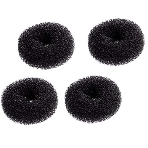 Mini Hair Bun Maker Set for Kids & Girls - 4 Black Doughnut Hair Shapers, 2.4 Inch Small Size