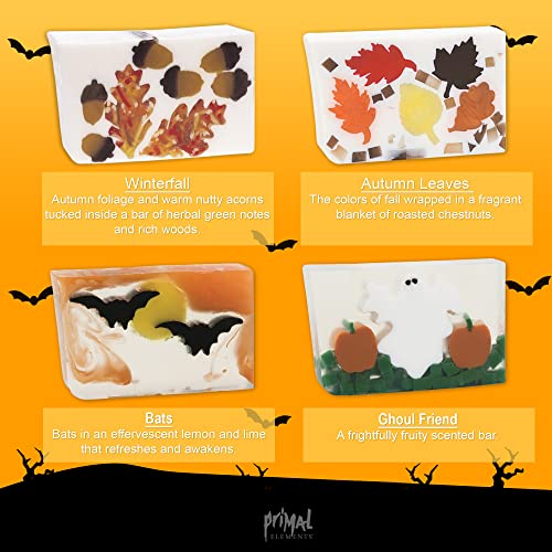 Primal Elements Fall/Halloween Theme Bundle, Fun Spooky Glycerin Soap, Halloween Decorations, Moisturizing for Hands, Face, and Body, Handmade Gift, Cruelty and Paraben Free Soap ? 8 Pack