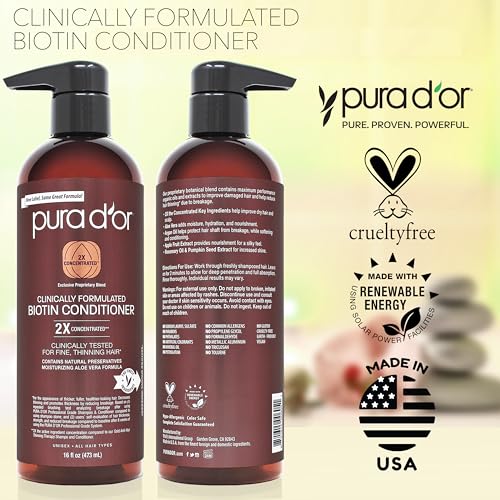 PURA D'OR Biotin Conditioner 16oz - Hair Thickening for Thinning Hair