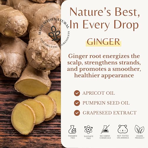 Edenika Botanicals Ginger Shampoo & Conditioner Set - Organic, Fortifying & Nourishing 16oz Each