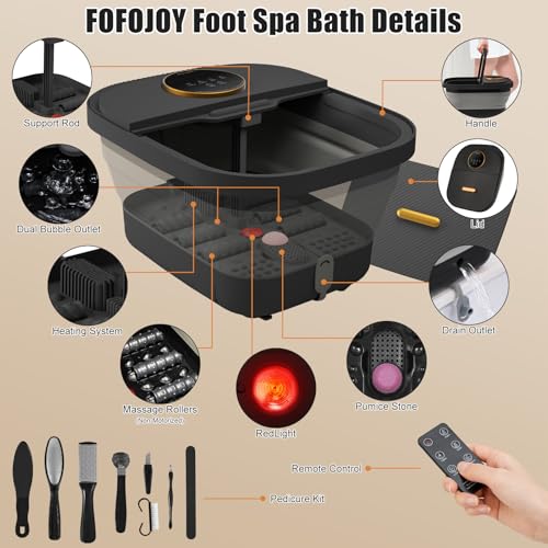 Foot Spa Bath Massager with Heat, Bubble, and Remote Control