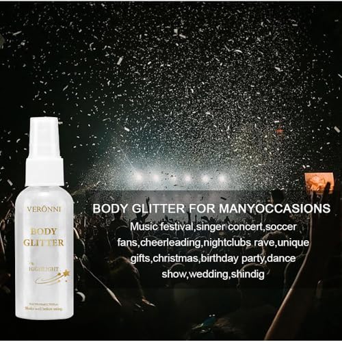 Silver White Body Glitter Spray - Long Lasting Shimmer