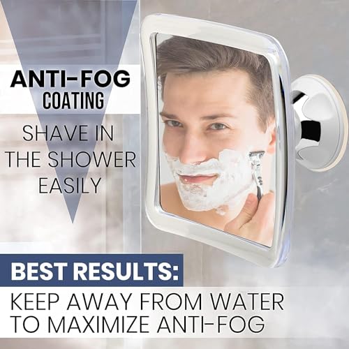 Fogless 3X Magnifying Shower Mirror with Suction Cup - 6.3"