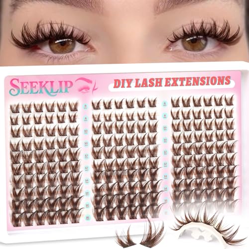 Brown Lash Clusters Wispy Anime Eyelash Extensions 8-16mm