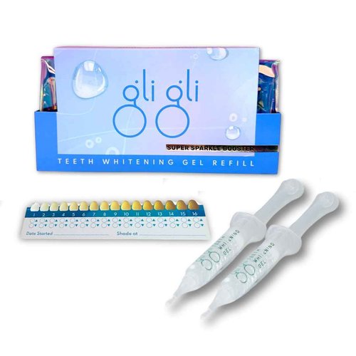 gli gli Super Sparkle Booster Gel Refill Teeth Whitening Gel - 2 x 5ml 6% Hydrogen Peroxide Whitening Gel Syringes, Gels Made in USA - 10 to 15 Days Treatment, Work with Teeth Whitening Kit