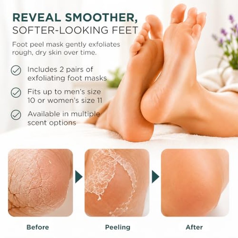 DERMORA Exfoliating Foot Peel Mask - 2 Pairs for Smooth Feet