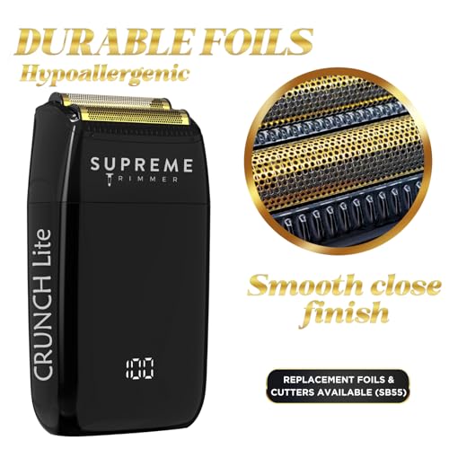 Supreme Trimmer Replacement Foil & Cutter SB55 | Hypoallergenic Foil for Crunch Lite STF600 | Black