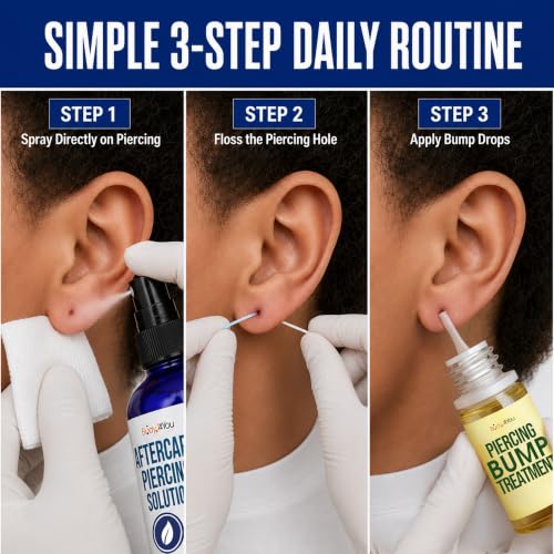 3-in-1 Piercing Aftercare Kit with Saline Spray & Bump Treatment