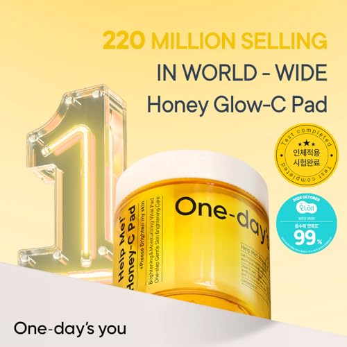 ONE-DAY¡¯S YOU Help Me Honey Glow-C Pads | Korean Vitamin C Toner Pads for Face | Brightening & Cleansing Facial Pads | Skin Care for Blemishes & Radiance | 60 Sheets