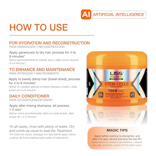 Liss Expert Stem Cells Gold Edition Professional Hair Smoothing Treatment with Argan Oil, Collagen & Hyaluronic Acid, 8.45 fl oz - Magic Gold