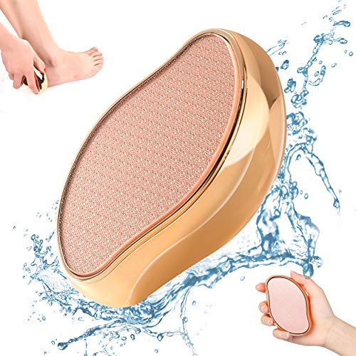 BEZOX Nano Glass Foot File Callus Remover - Portable Pedicure Scrubber (Gold)