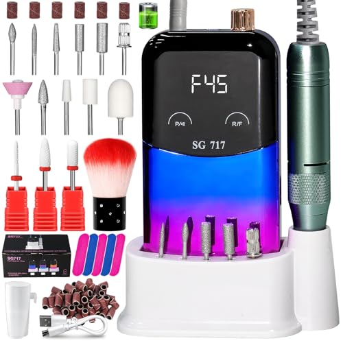 LIMEGIRL Cordless Electric Nail Drill Kit 45,000 RPM with 14 Bits for Acrylic & Gel Nails