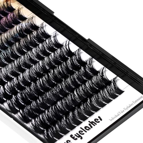 120 Pcs Handmade D Curl Makeup Clusters Eye lashes Extensions Mixed 10-12-14-16mm/12-14-16mm/14-16-18mm D Curl Soft and Lightweight Individual false eyelashes Wide Stem (Mixed 12-14-16mm)