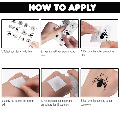 96 PCS Spider Temporary Tattoos - Halloween Party Favors
