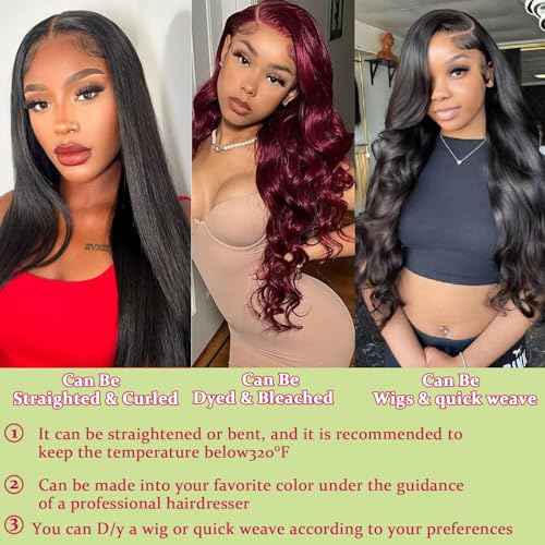 Human Hair Bundles Body Wave Bundles Human Hair 16 18 20 Inch 12A Grade 100% Unprocessed Brazilian Virgin Hair Body Wave 3 Bundles Deals Real Human Hair Extensions For Black Women Natural Black