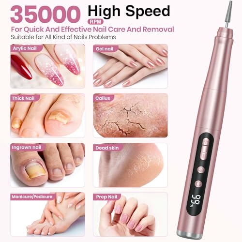 Cordless Nail Drill 35000RPM with LCD Display