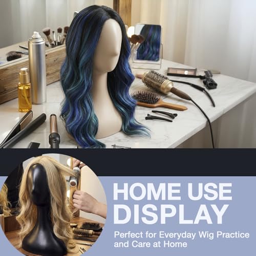 Studio Limited 16 Inch Black Plastic Mannequin Head - Professional Wig & Hat Display, 1 Pack