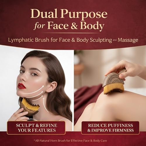Premium Lymphatic Contour Face Brush New 2-in-1 for Sculpting, De-Puffing & Relieve Tired Face - 100% Ultra-Fine Bristle & Hypoallergenic Ergonomic Curve Lymphatic Drainage Massager for Face & Body