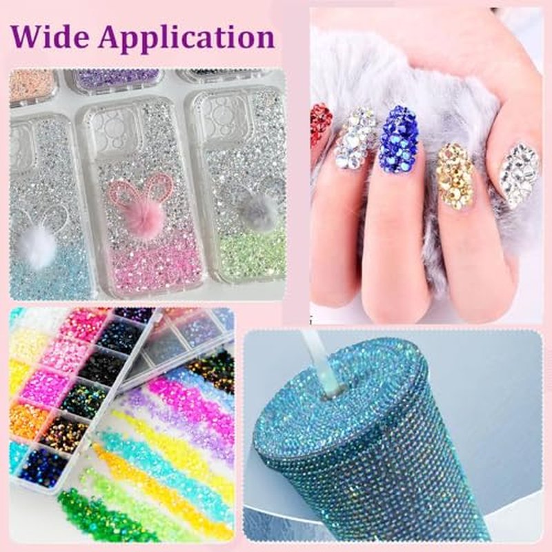22000PCS Multicolor Resin Rhinestones for DIY Crafts - 3mm, 4mm, 5mm
