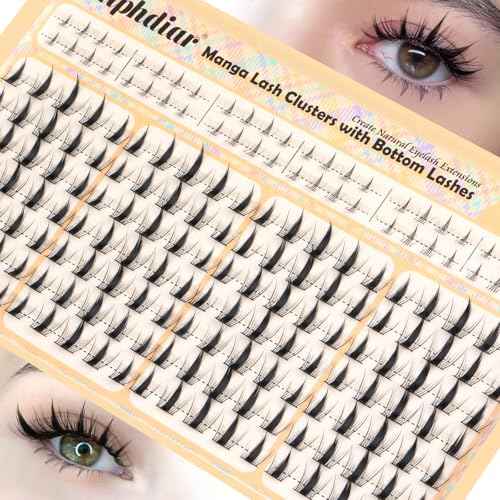 Manga Lash Clusters Anime Star Eyelash Extension 188Pcs Natural Lash Clusters with Bottom Lashes Spiky Cluster Eyelash Extensions Wispy 10-14mm Fairy Individual Lashes Extension Doll Eyelash Clusters