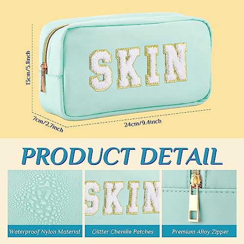 Preppy Makeup Bags Set of 4 Chenille Letter Nylon Pouches