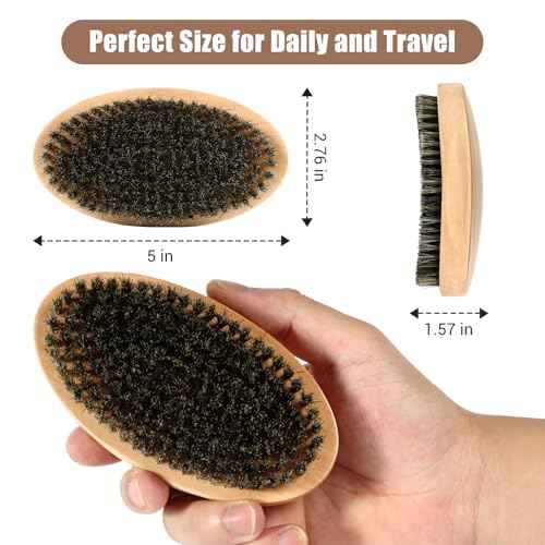 Curved 360 Wave Brush For Men, Medium Hard Palm Wave Brush for Laying Down 360 Waves, Made with Natural Boar Bristle and Wood, Easy to Hold, Perfect for Creating 360 Layer Hair Waves
