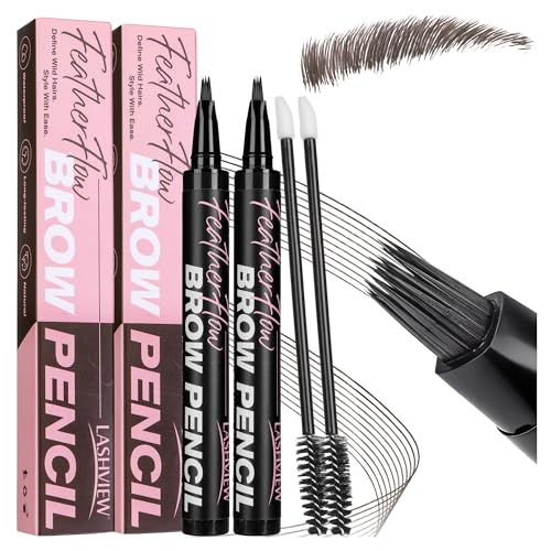 LASHVIEW Eyebrow Pen Waterproof 3D Microblading Brow Pencil 2 Pack