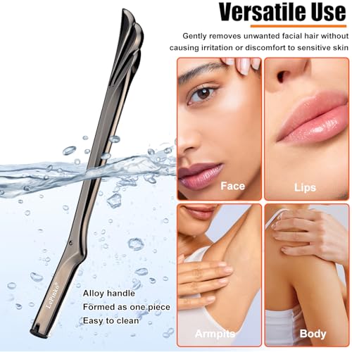 Facial Razor Set for Women & Men - Reusable Metal Dermaplane for Exfoliating & Hair Removal