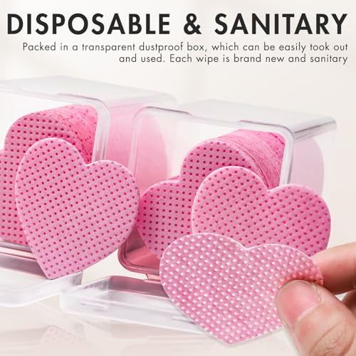 Lint-Free Eyelash Extension Glue Wipes 200 Pack - Pink Non-Woven Fabric for Lash & Nail Cleanser