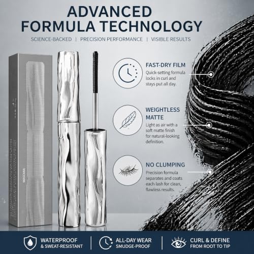 VEYORRA Metal Wand Mascara - Waterproof Curling & Lengthening