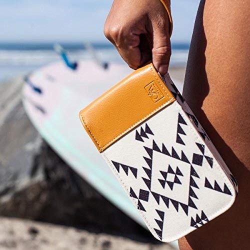 Surfer Gift & Surf Accessory with Stylish Zip Canvas Pouch, Surf Wax Holder, Elastic Loops for Sunscreen, Lip Balm & Wax Scraper - Items shown Included in Surf Kit (White Triangle, Matunas)