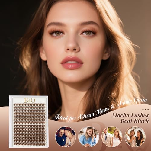 B&Q Mocha Brown Lash Clusters | 280 Pcs Wispy & Natural