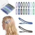 32 Pc 2-Inch Snap Hair Clips, Rectangular & Oval, Metal Barrettes