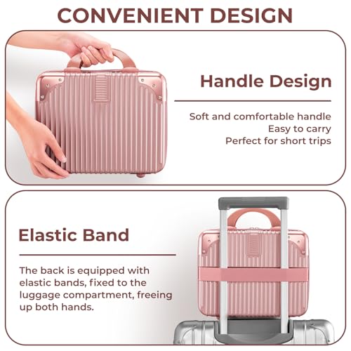 Noverlife 14" Hard Shell Makeup Travel Case - Rose Gold
